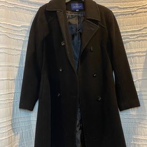 Mackintosh Black Wool Coat with Buttons